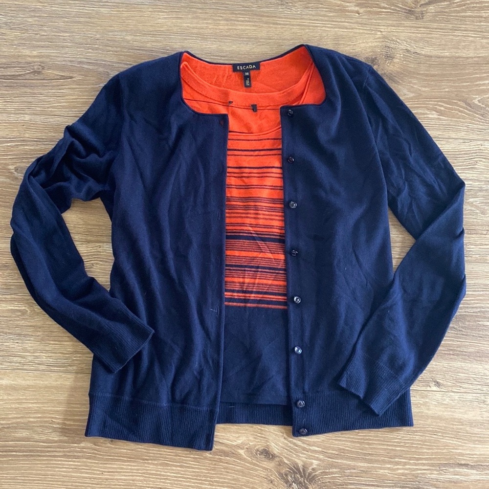 ❗️SALE❗️❄️ Escada Navy & Red Striped Sweater Set ❄️